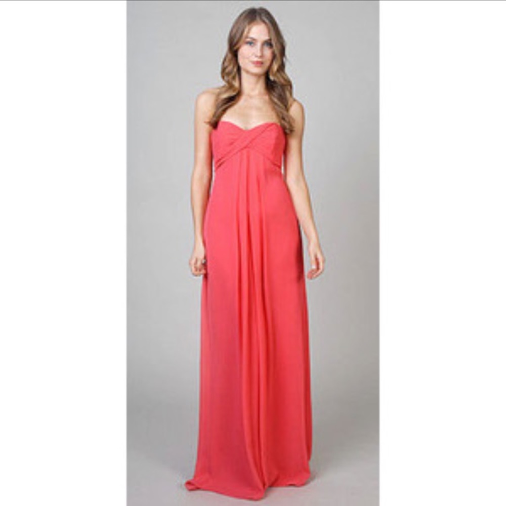 Nicole Miller Coral Silk Georgette Gown Sz 6-8